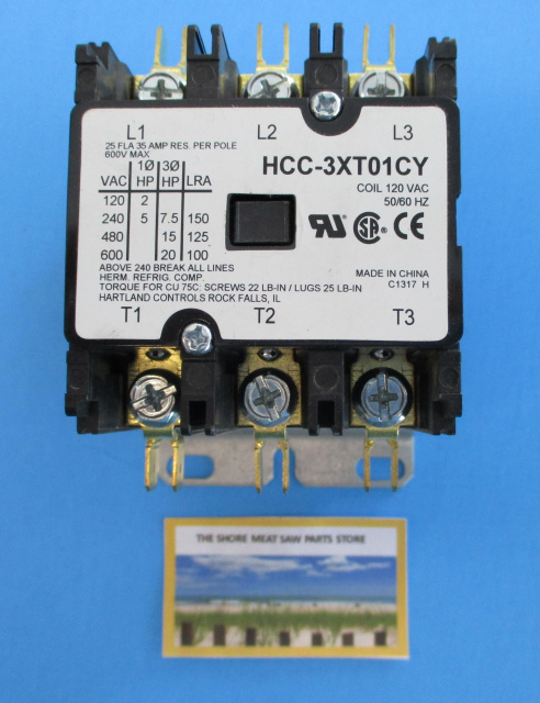 Contactor 110 VAC 1 Phase for Hollymatic Super 54. Replaces 7727